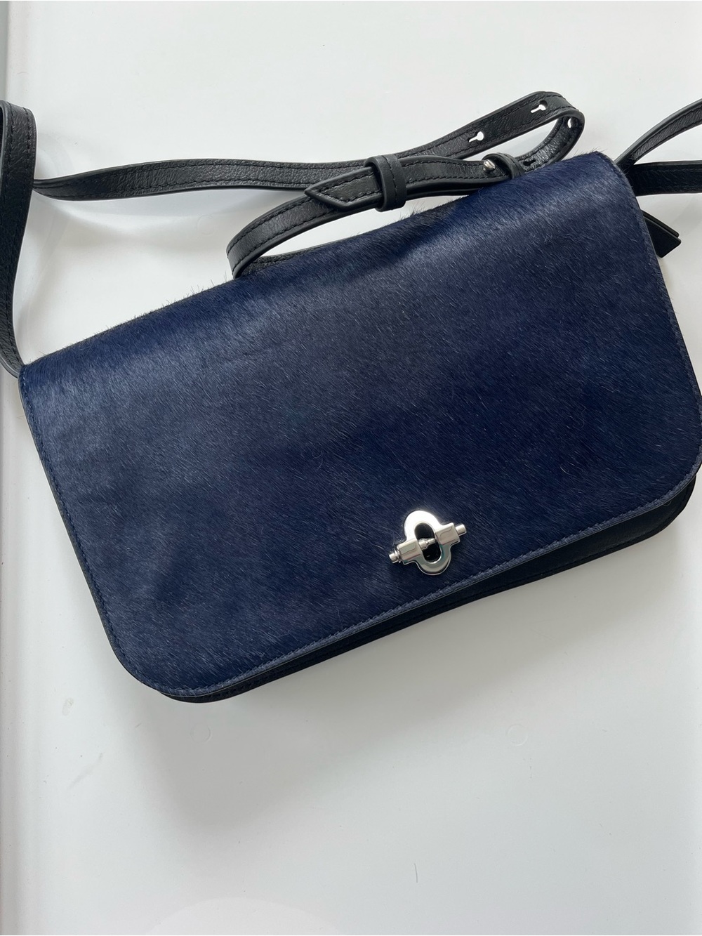 Banana Republic Navy Calf Hair & Leather Crossbody / Shoulder / Clutch